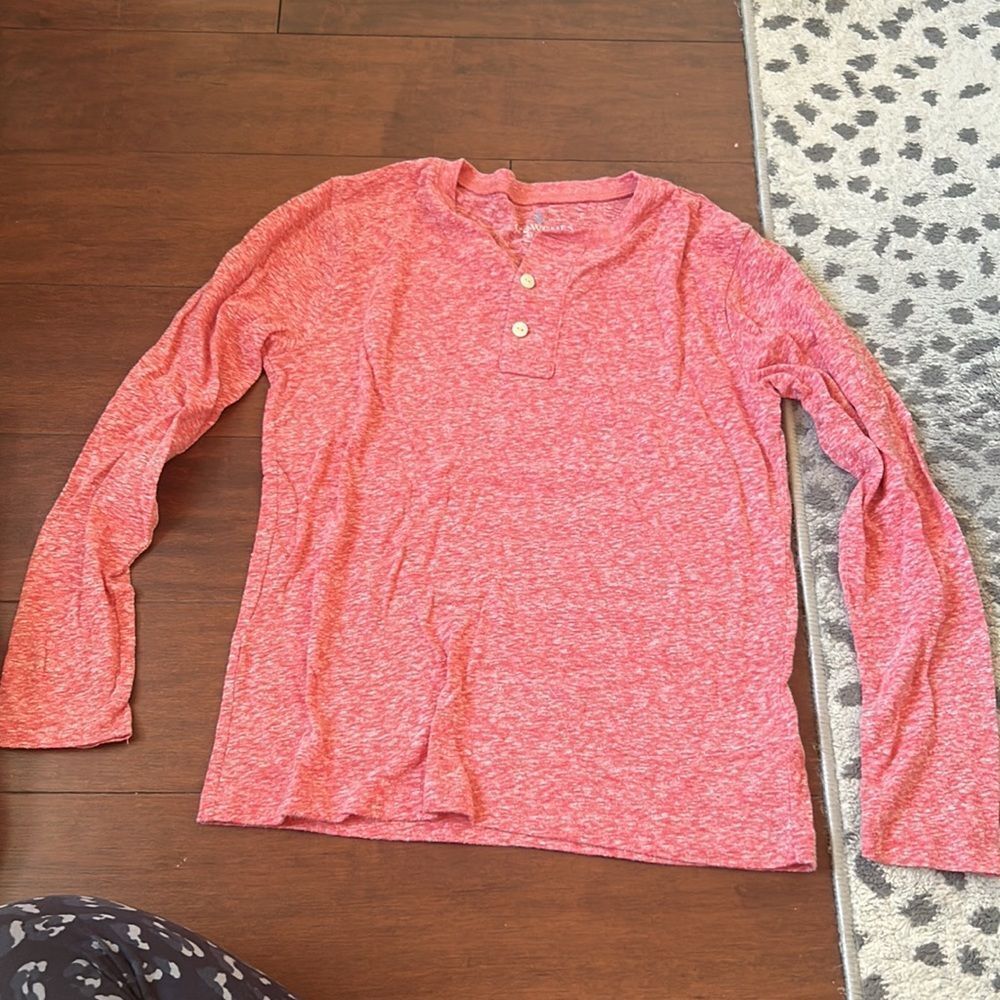 J.Crew Crewcuts Boys' Long-sleeve Heathered Henley Size L Vintage Ruby Heather